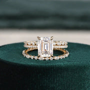 2.50 CT Emerald Cut Solitaire Style Moissanite Bridal Wedding Ring Set Mapple Gems